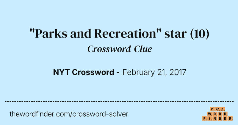 "Parks and Recreation" star crossword clue image