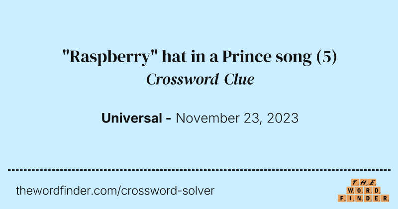 "Raspberry" hat in a Prince song crossword clue image
