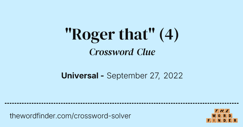 "Roger that" crossword clue image
