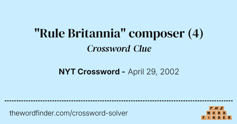 "Rule Britannia" composer crossword clue image
