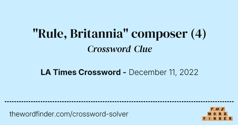 "Rule, Britannia" composer crossword clue image