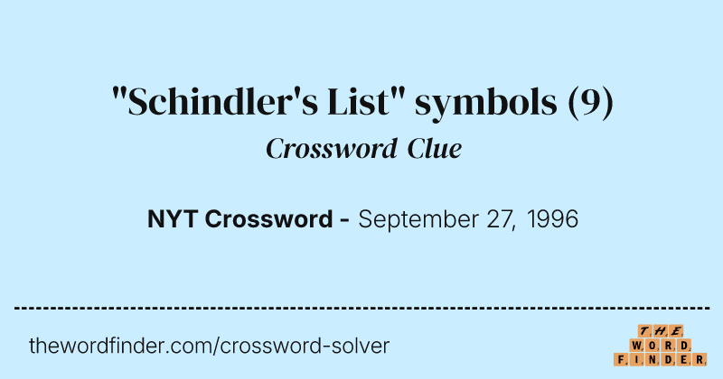 "Schindler's List" symbols crossword clue image