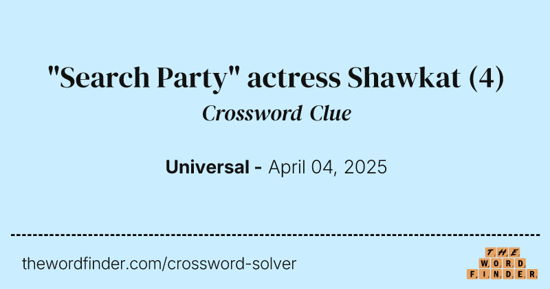 "Search Party" actress Shawkat crossword clue image
