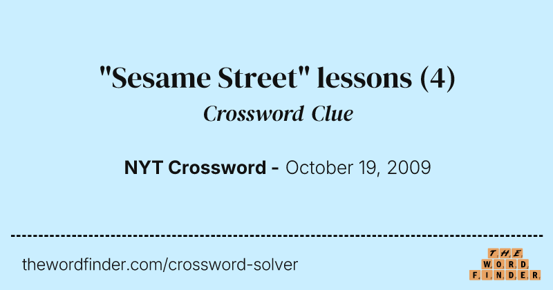 "Sesame Street" lessons crossword clue image