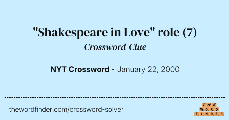 "Shakespeare in Love" role crossword clue image