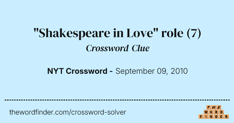 "Shakespeare in Love" role crossword clue image