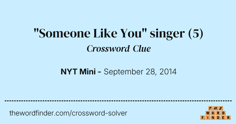 "Someone Like You" singer crossword clue image