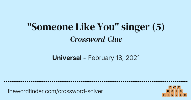 "Someone Like You" singer crossword clue image