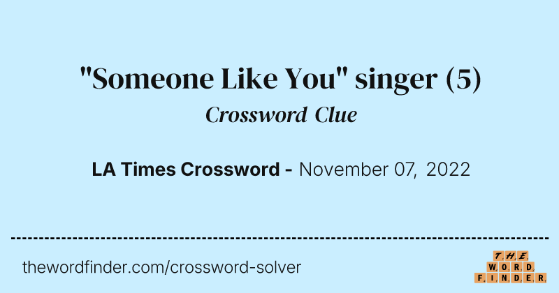 "Someone Like You" singer crossword clue image