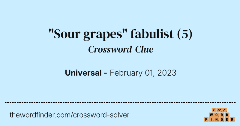 "Sour grapes" fabulist crossword clue image