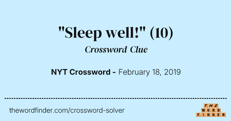 "Sleep well!" crossword clue image