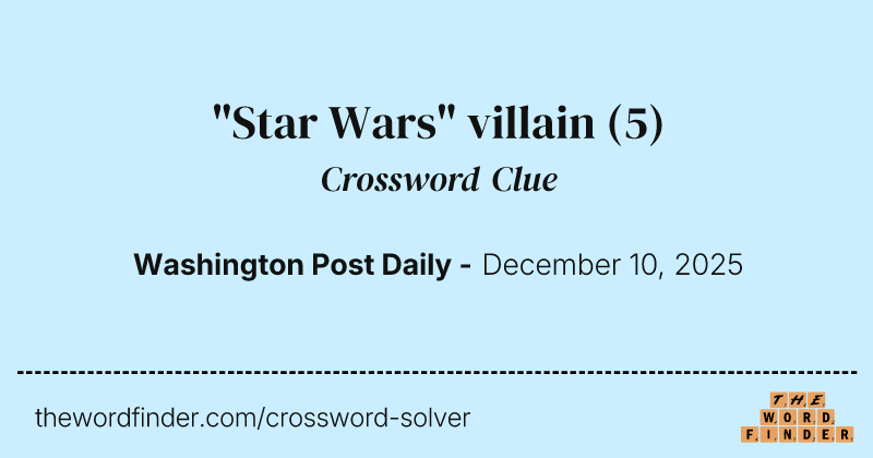 "Star Wars" villain crossword clue image