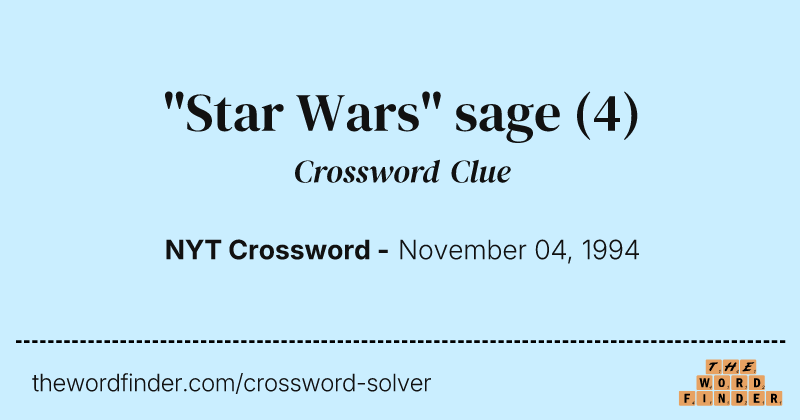 "Star Wars" sage crossword clue image