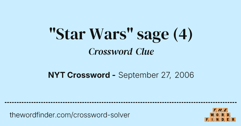 "Star Wars" sage crossword clue image