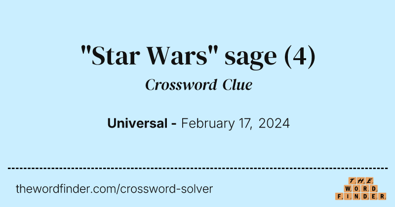 "Star Wars" sage crossword clue image