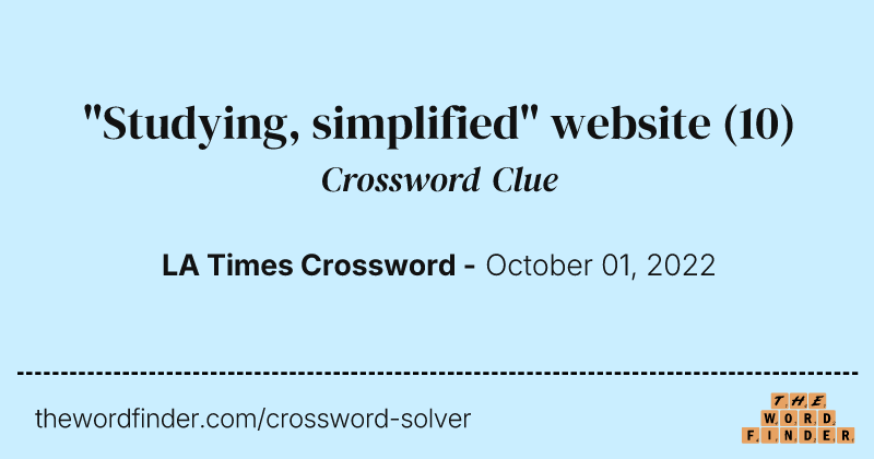 "Studying, simplified" website crossword clue image