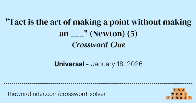 "Tact is the art of making a point without making an ___" (Newton) crossword clue image