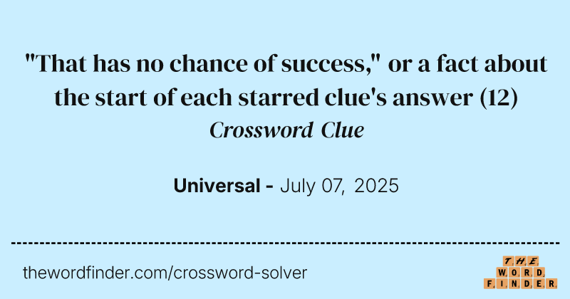 "That has no chance of success," or a fact about the start of each starred clue's answer crossword clue image