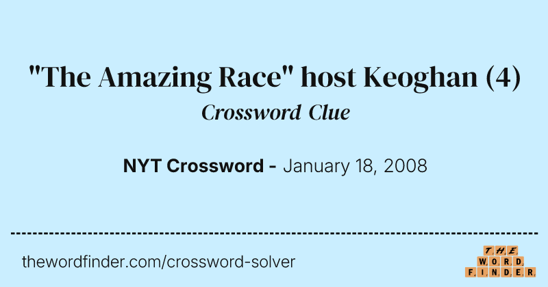 "The Amazing Race" host Keoghan crossword clue image