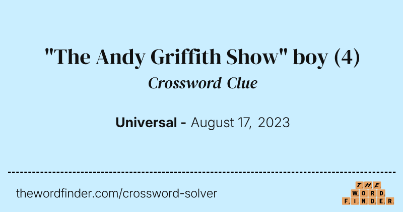 "The Andy Griffith Show" boy crossword clue image