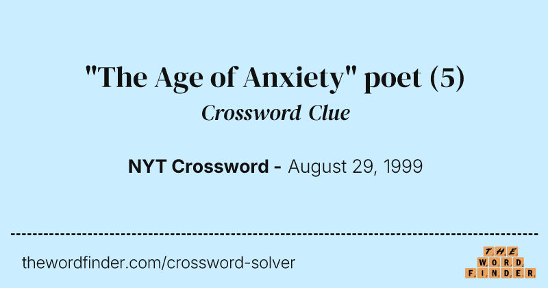 "The Age of Anxiety" poet crossword clue image