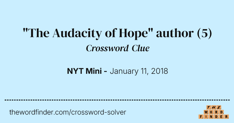 "The Audacity of Hope" author crossword clue image