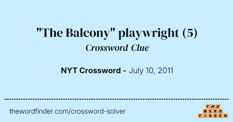 "The Balcony" playwright crossword clue image
