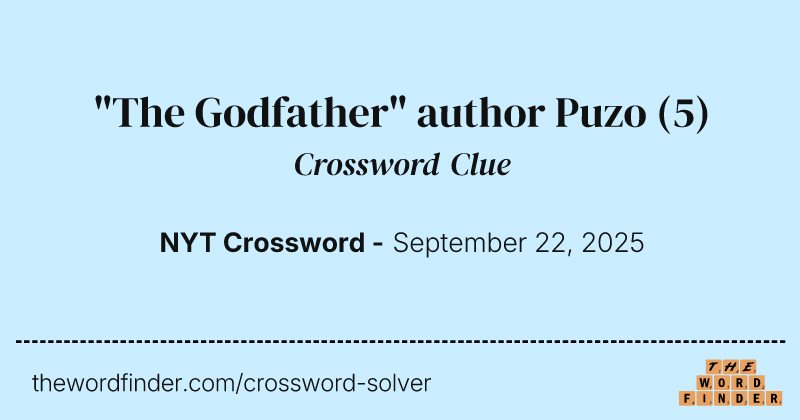 "The Godfather" author Puzo crossword clue image