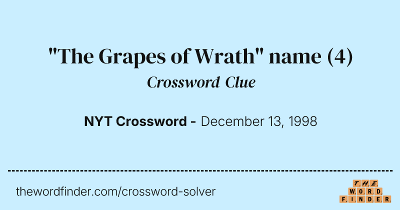 "The Grapes of Wrath" name crossword clue image