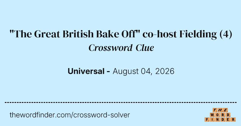 "The Great British Bake Off" co-host Fielding crossword clue image