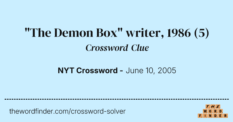 "The Demon Box" writer, 1986 crossword clue image