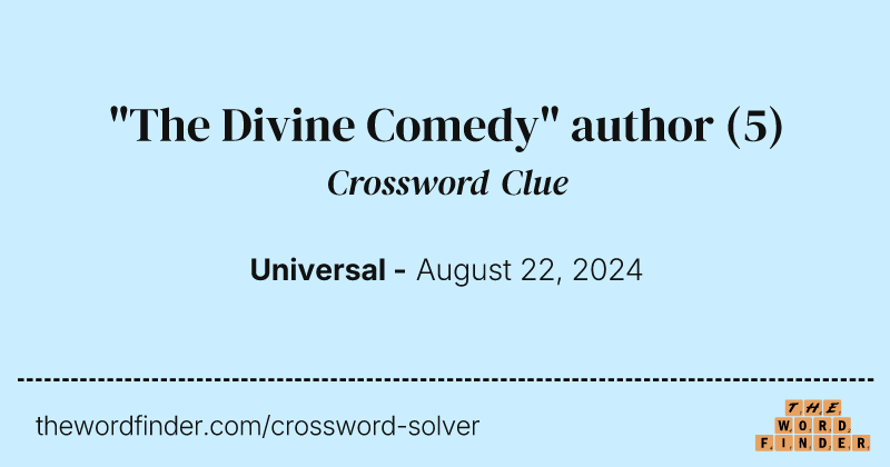 "The Divine Comedy" author crossword clue image
