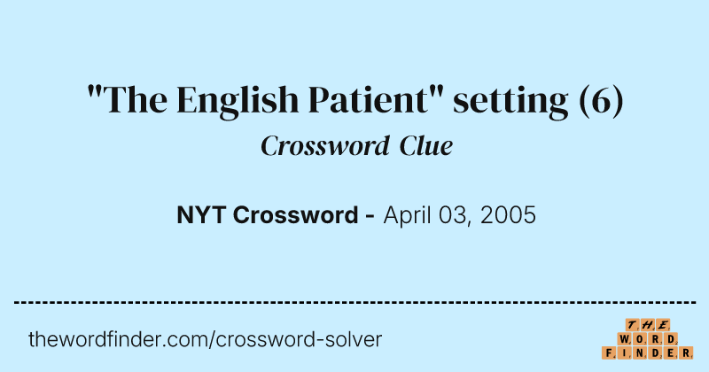 "The English Patient" setting crossword clue image