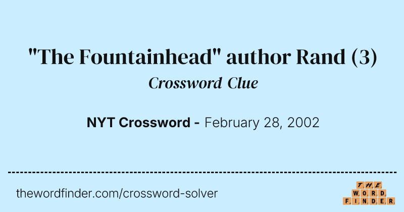"The Fountainhead" author Rand crossword clue image