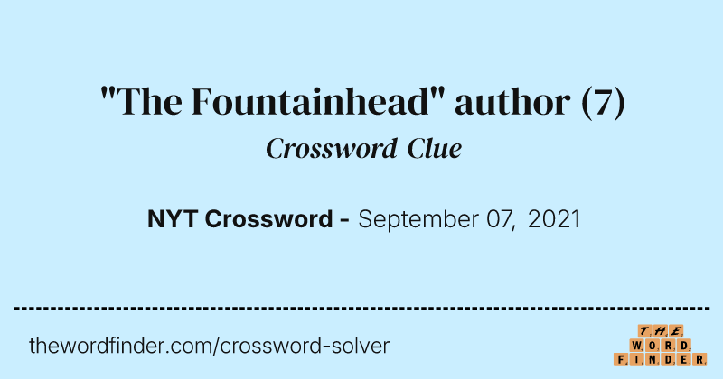 "The Fountainhead" author crossword clue image