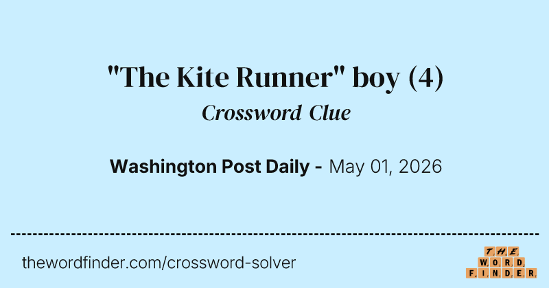 "The Kite Runner" boy crossword clue image