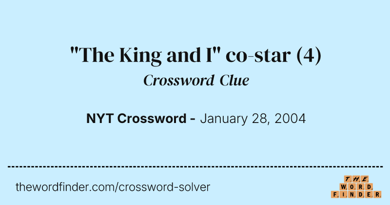 "The King and I" co-star crossword clue image