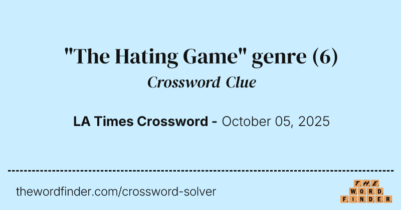 "The Hating Game" genre crossword clue image