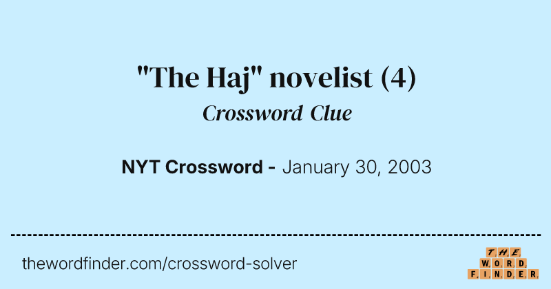 "The Haj" novelist crossword clue image