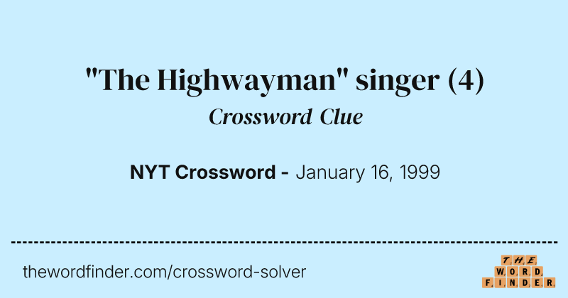 "The Highwayman" singer crossword clue image