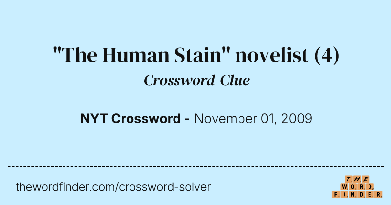 "The Human Stain" novelist crossword clue image