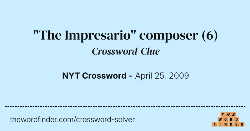 "The Impresario" composer crossword clue image