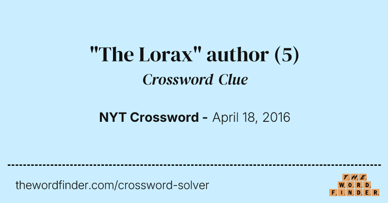 "The Lorax" author crossword clue image