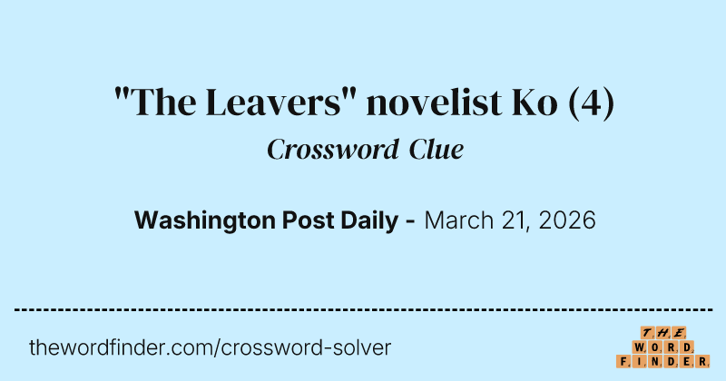 "The Leavers" novelist Ko crossword clue image