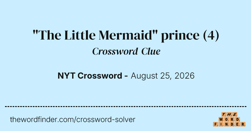 "The Little Mermaid" prince crossword clue image