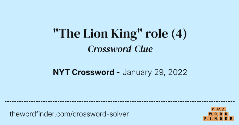 "The Lion King" role crossword clue image