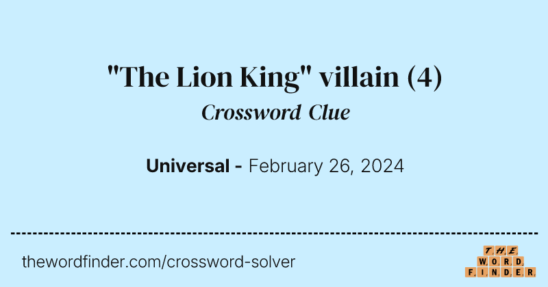 "The Lion King" villain crossword clue image