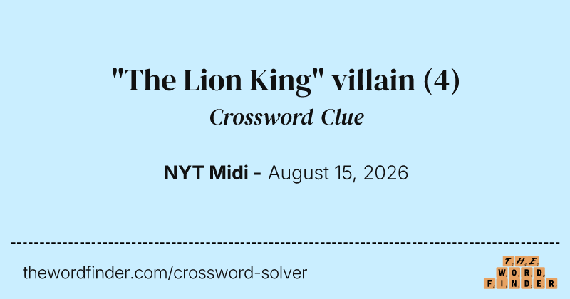 "The Lion King" villain crossword clue image