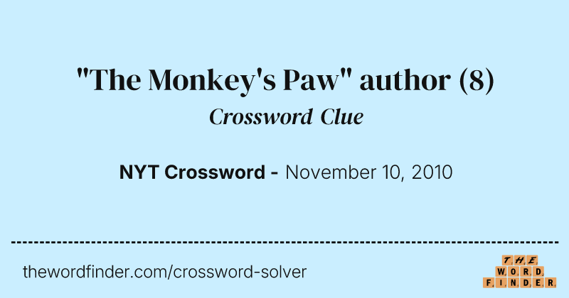 "The Monkey's Paw" author crossword clue image