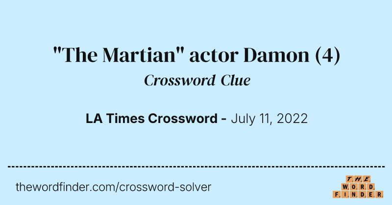 "The Martian" actor Damon crossword clue image